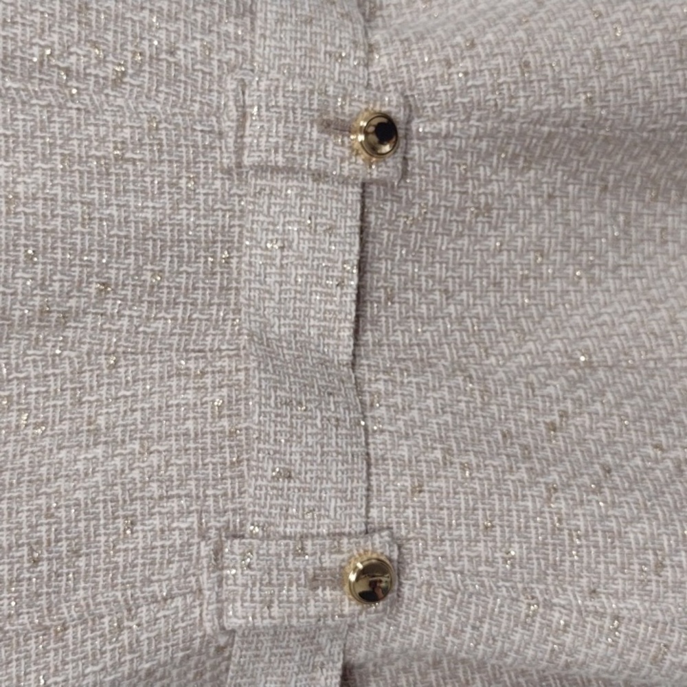 Zara Cream And Gold Textured Women's Blazer - Picture 14 of 16